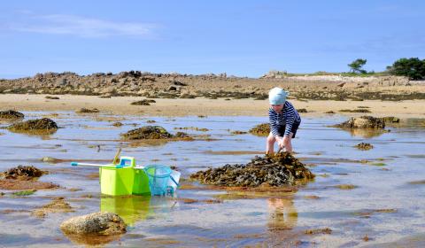 photo d'enfant pêchant sur le sable