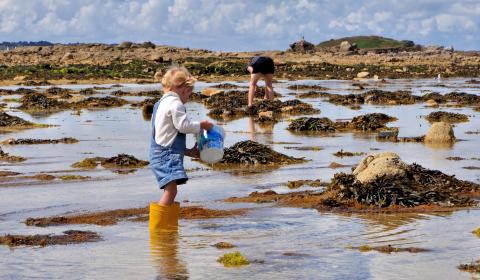 photo d'enfant pêchant sur le sable